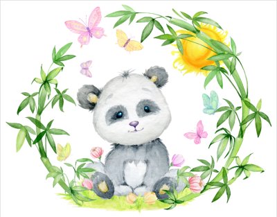 постеры Панда и бабочки