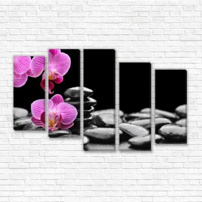 модульные картины Орхидея на черном фоне