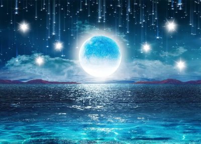 фотообои Лунное озеро и звезды
