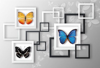 фотообои Бабочки на объемном фоне