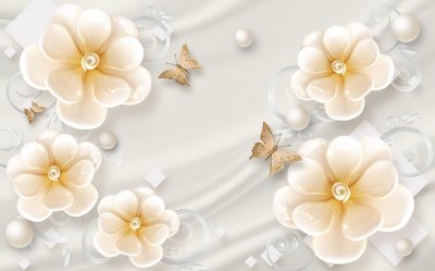 фотообои Медовые цветы и жемчуг