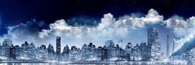 фотообои Лунная ночь в Нью-Йорке