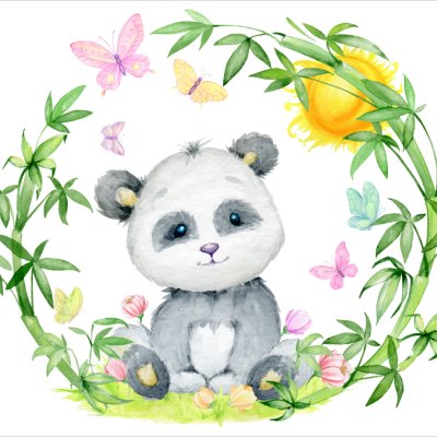 постеры Панда и бабочки